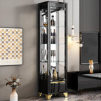Élégante vitrine en verre avec pieds noirs et dorés