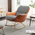 Fauteuil à bascule rembourré à motif pied-de-poule avec accoudoirs droits