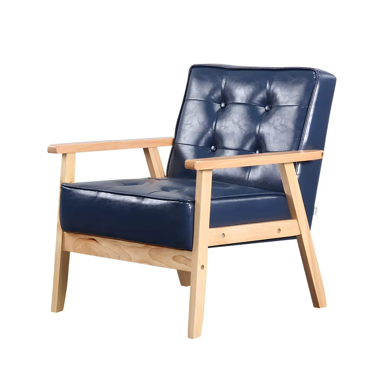 Fauteuil d'appoint moderne en cuir capitonné avec structure en bois