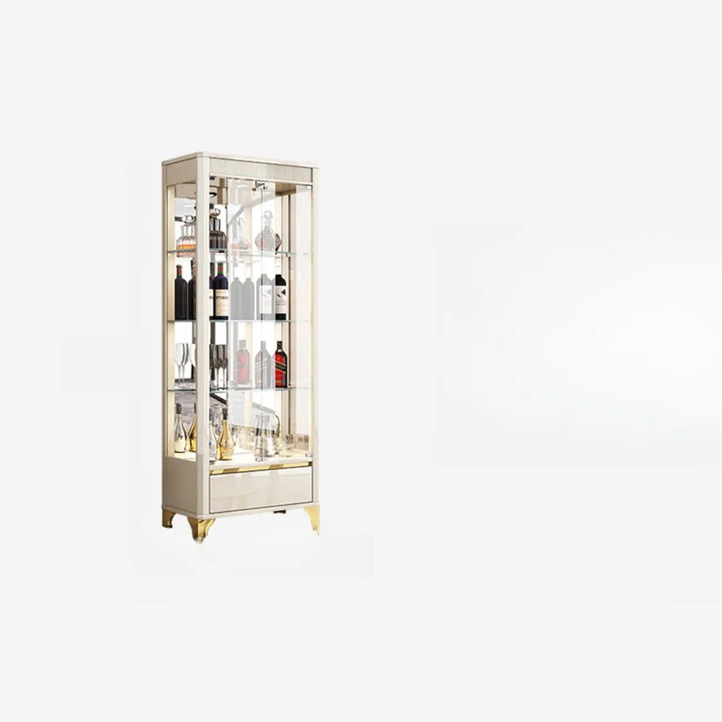 Élégante vitrine en verre avec pieds noirs et dorés