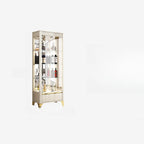 Élégante vitrine en verre avec pieds noirs et dorés