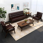 Fauteuil d'appoint moderne en cuir capitonné avec structure en bois
