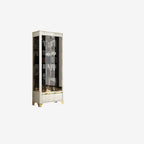 Élégante vitrine en verre avec pieds noirs et dorés