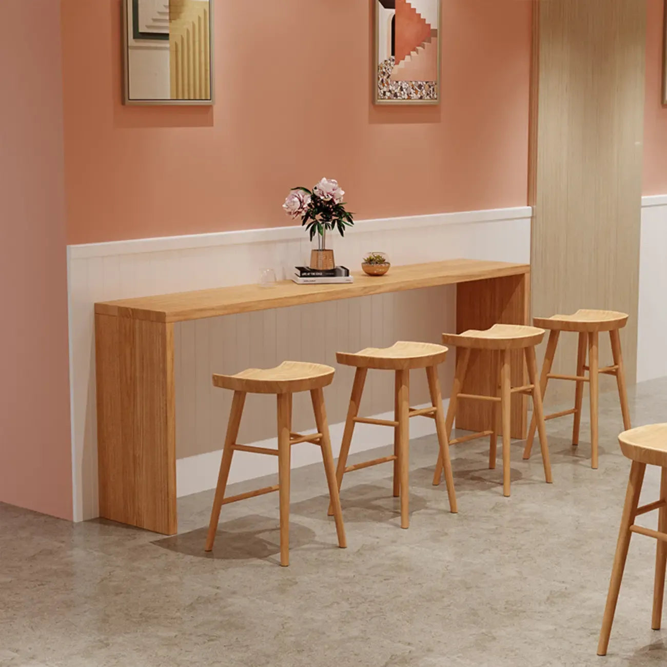 Table de bar minimaliste en bois massif, hauteur 72 pouces, pour 8 personnes