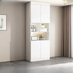 Grande vitrine de rangement ouverte en bois, du sol au plafond