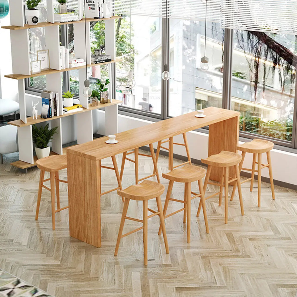 Table de bar minimaliste en bois massif, hauteur 72 pouces, pour 8 personnes