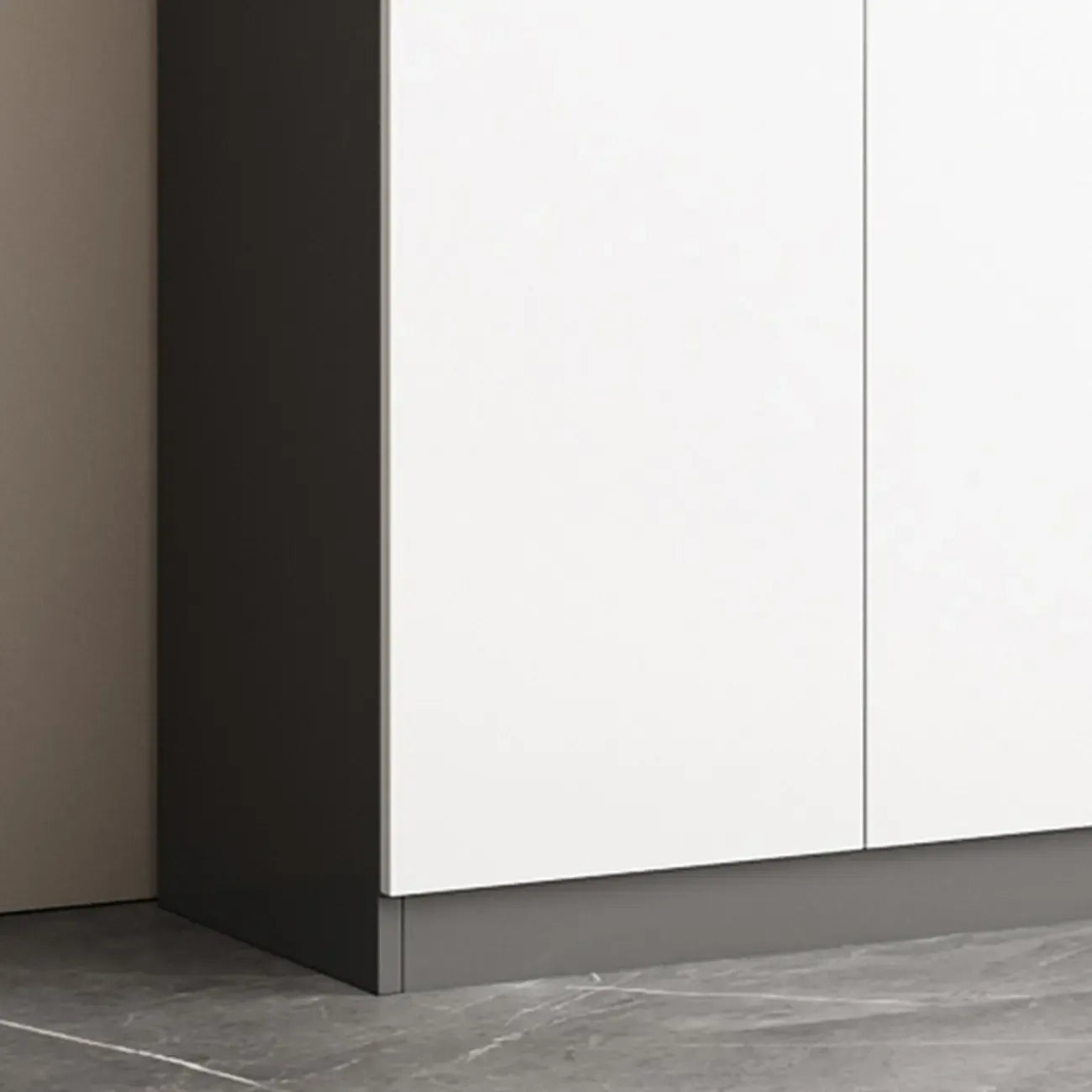 Grande vitrine de rangement ouverte en bois, du sol au plafond