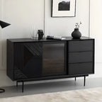 Meuble rectangulaire noir moderne avec tiroirs pour salon