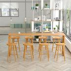 Table de bar minimaliste en bois massif, hauteur 72 pouces, pour 8 personnes