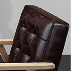 Fauteuil d'appoint moderne en cuir capitonné avec structure en bois