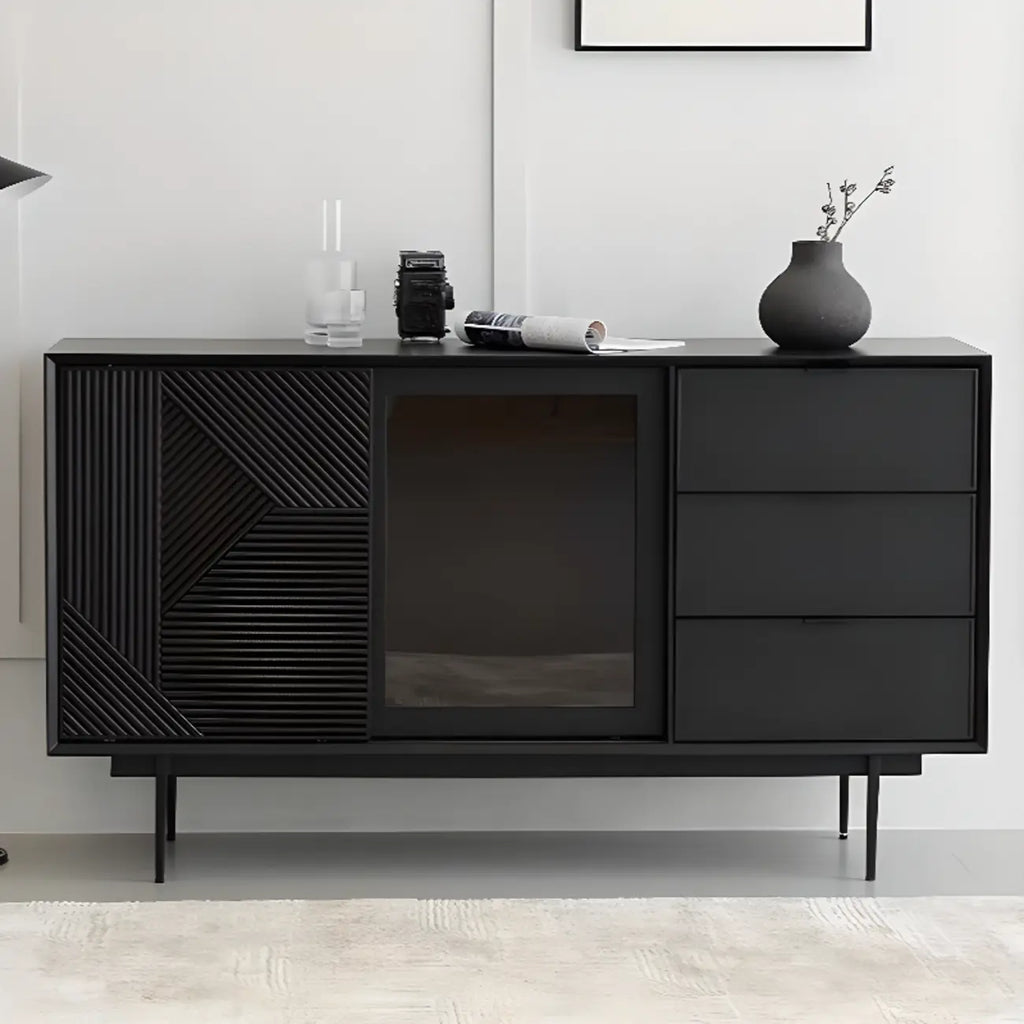 Meuble rectangulaire noir moderne avec tiroirs pour salon