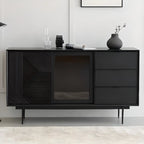 Meuble rectangulaire noir moderne avec tiroirs pour salon