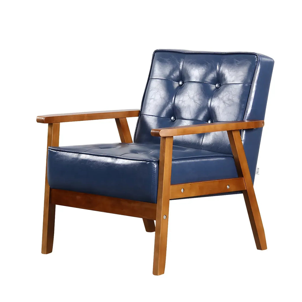 Fauteuil d'appoint moderne en cuir capitonné avec structure en bois