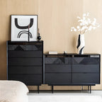 Meuble rectangulaire noir moderne avec tiroirs pour salon