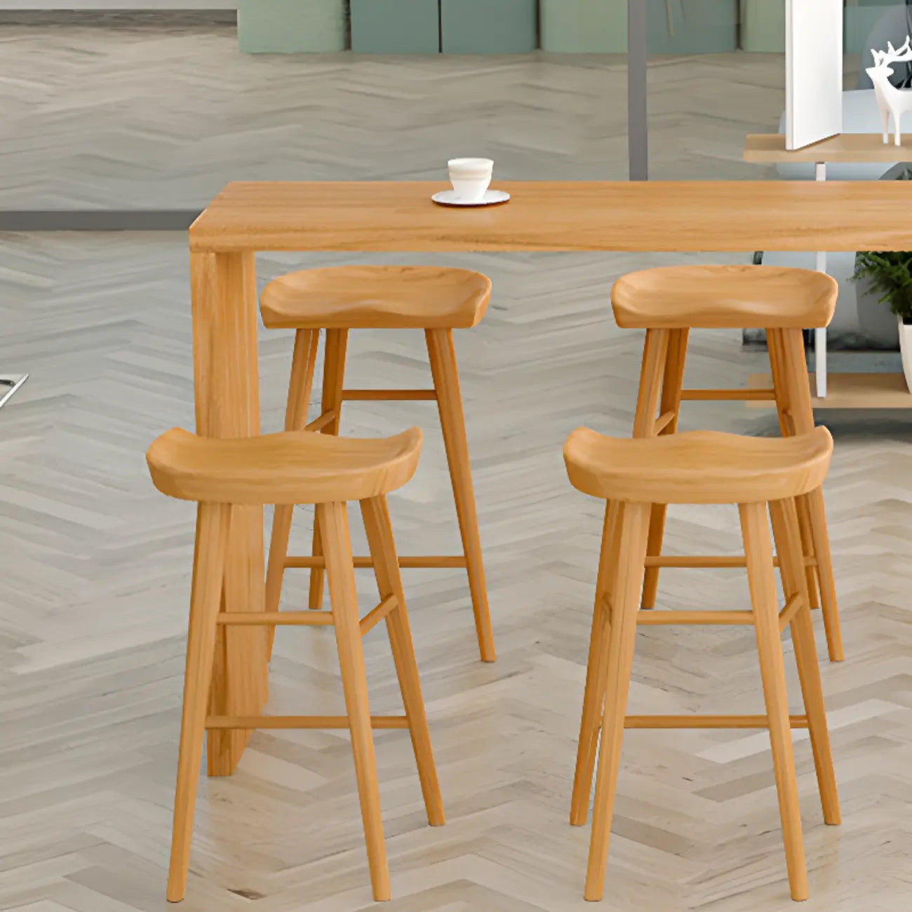 Table de bar minimaliste en bois massif, hauteur 72 pouces, pour 8 personnes