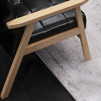 Fauteuil d'appoint moderne en cuir capitonné avec structure en bois