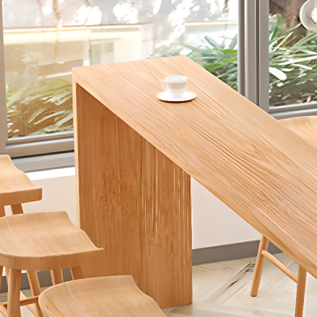 Table de bar minimaliste en bois massif, hauteur 72 pouces, pour 8 personnes