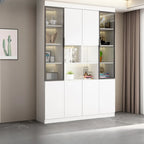 Grande vitrine de rangement ouverte en bois, du sol au plafond