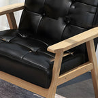 Fauteuil d'appoint moderne en cuir capitonné avec structure en bois