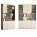 Grande vitrine de rangement ouverte en bois, du sol au plafond