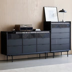 Meuble rectangulaire noir moderne avec tiroirs pour salon