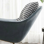 Fauteuil à bascule rembourré à motif pied-de-poule avec accoudoirs droits