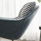 Fauteuil à bascule rembourré à motif pied-de-poule avec accoudoirs droits