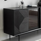 Meuble rectangulaire noir moderne avec tiroirs pour salon