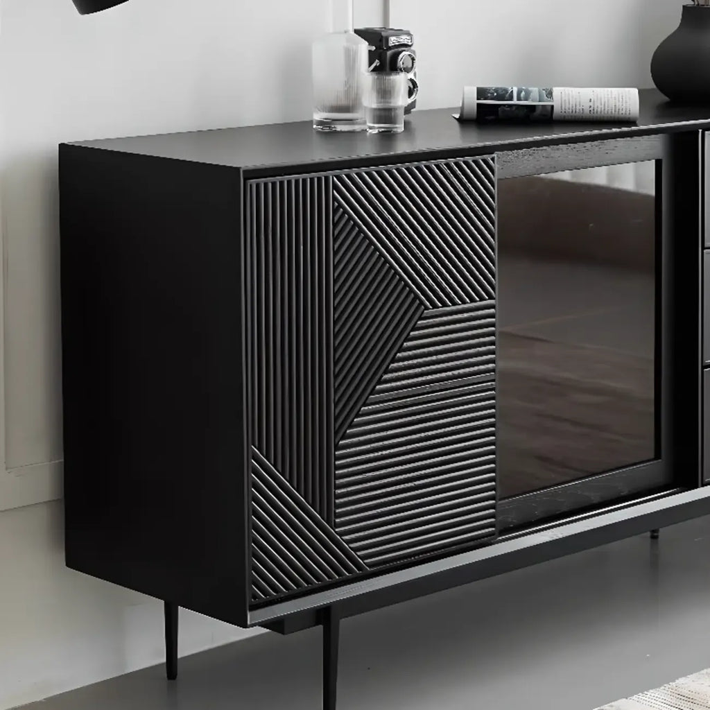 Meuble rectangulaire noir moderne avec tiroirs pour salon
