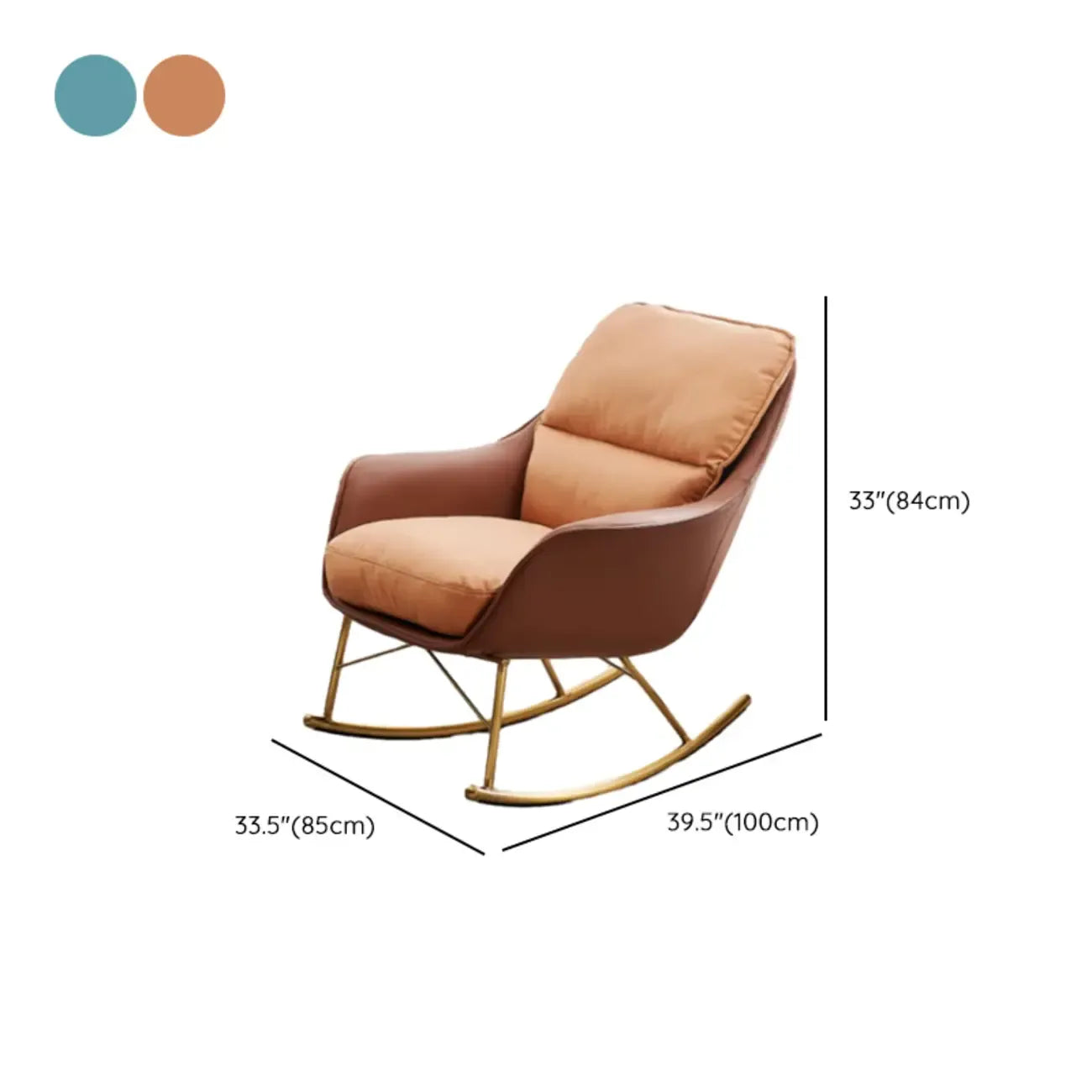 Fauteuil à bascule rembourré à motif pied-de-poule avec accoudoirs droits
