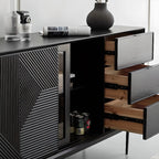Meuble rectangulaire noir moderne avec tiroirs pour salon