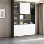 Grande vitrine de rangement ouverte en bois, du sol au plafond
