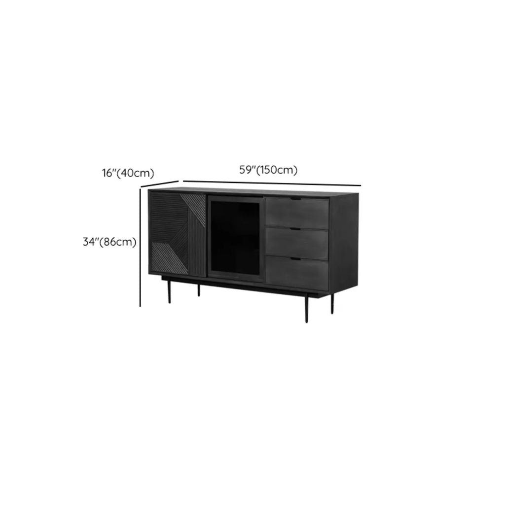 Meuble rectangulaire noir moderne avec tiroirs pour salon