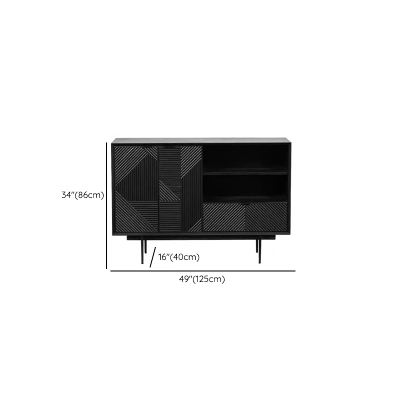 Meuble rectangulaire noir moderne avec tiroirs pour salon