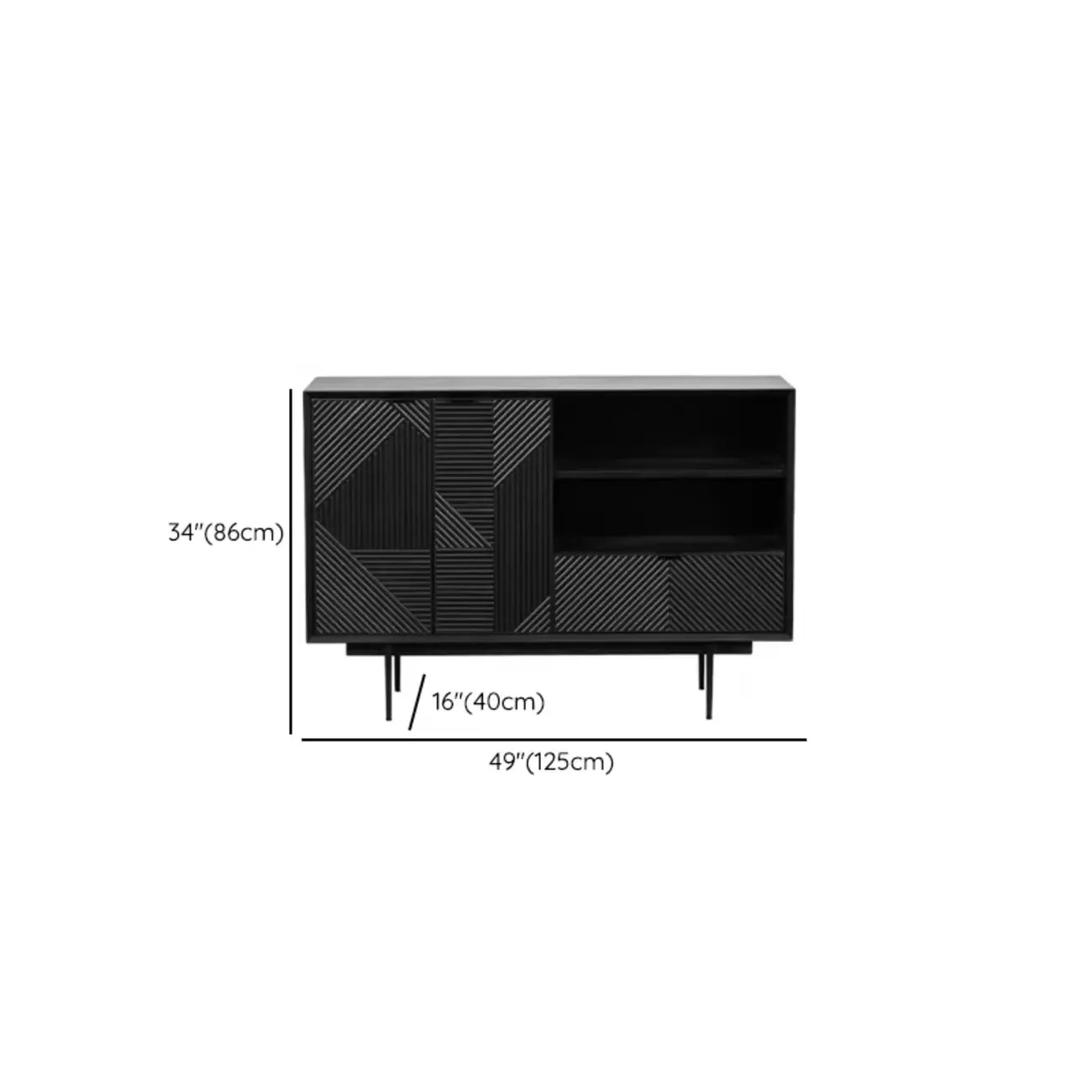 Meuble rectangulaire noir moderne avec tiroirs pour salon