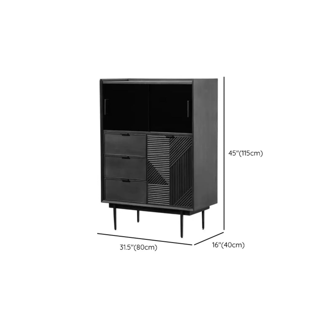 Meuble rectangulaire noir moderne avec tiroirs pour salon