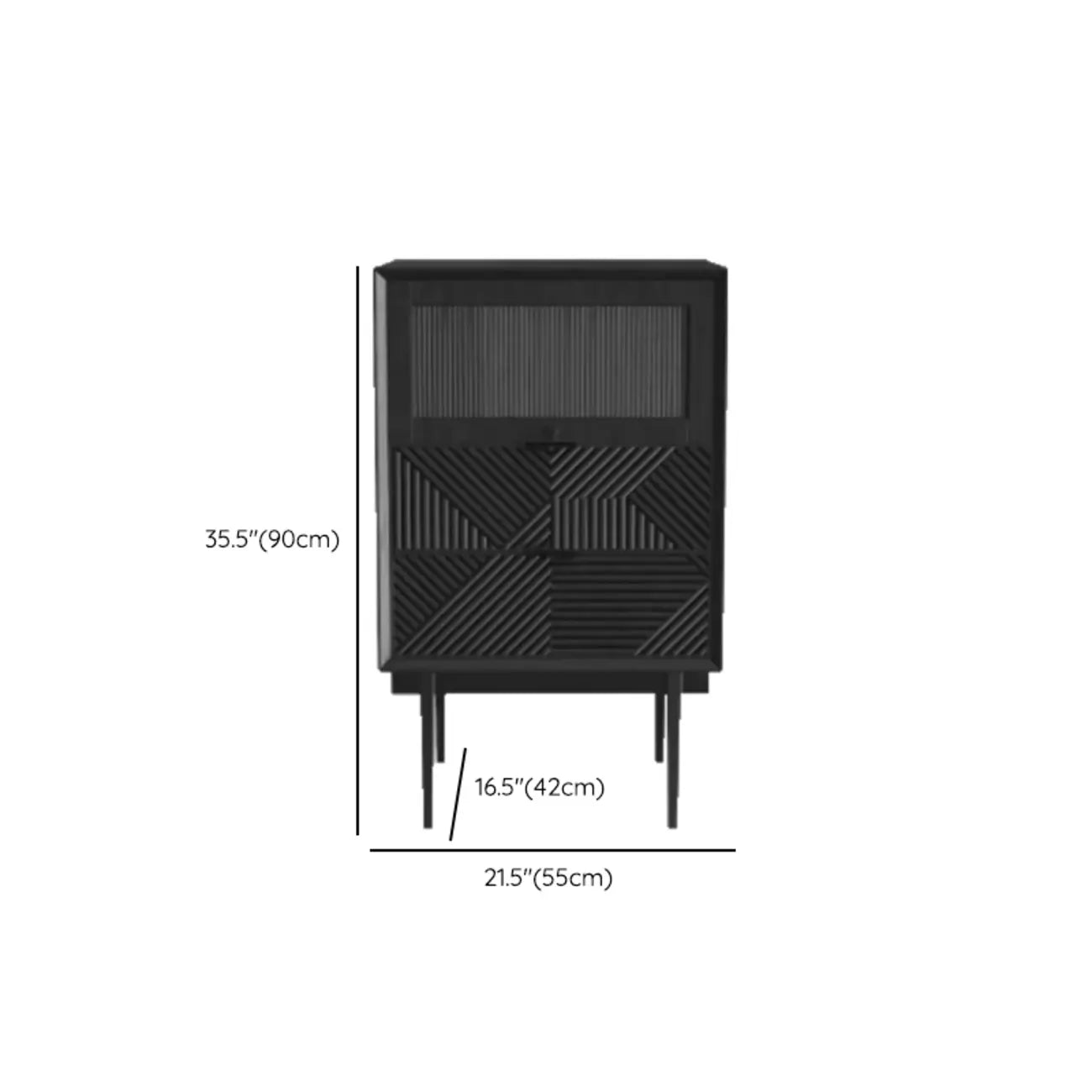 Meuble rectangulaire noir moderne avec tiroirs pour salon