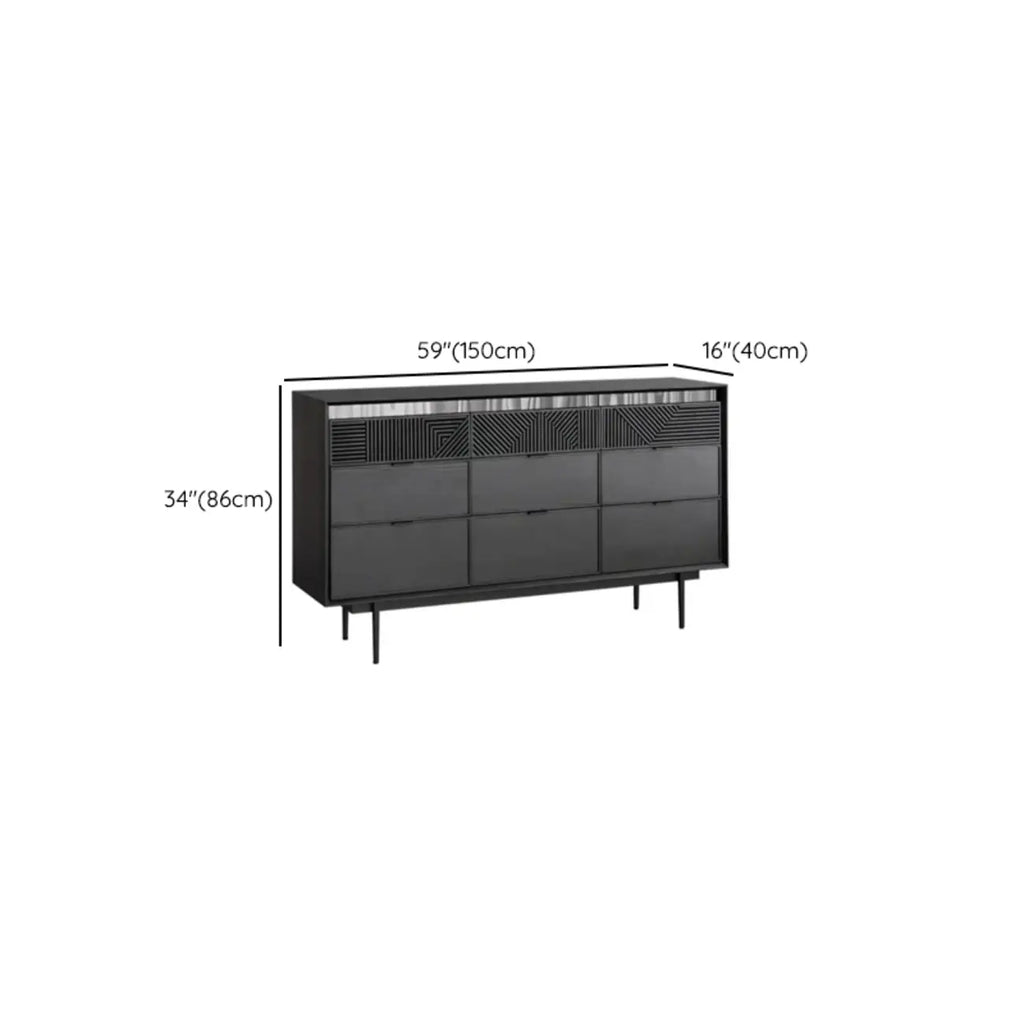 Meuble rectangulaire noir moderne avec tiroirs pour salon