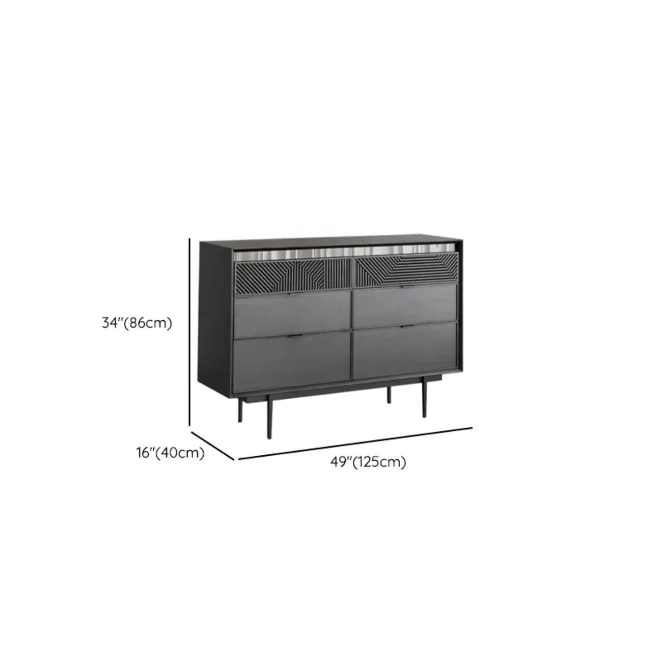 Meuble rectangulaire noir moderne avec tiroirs pour salon