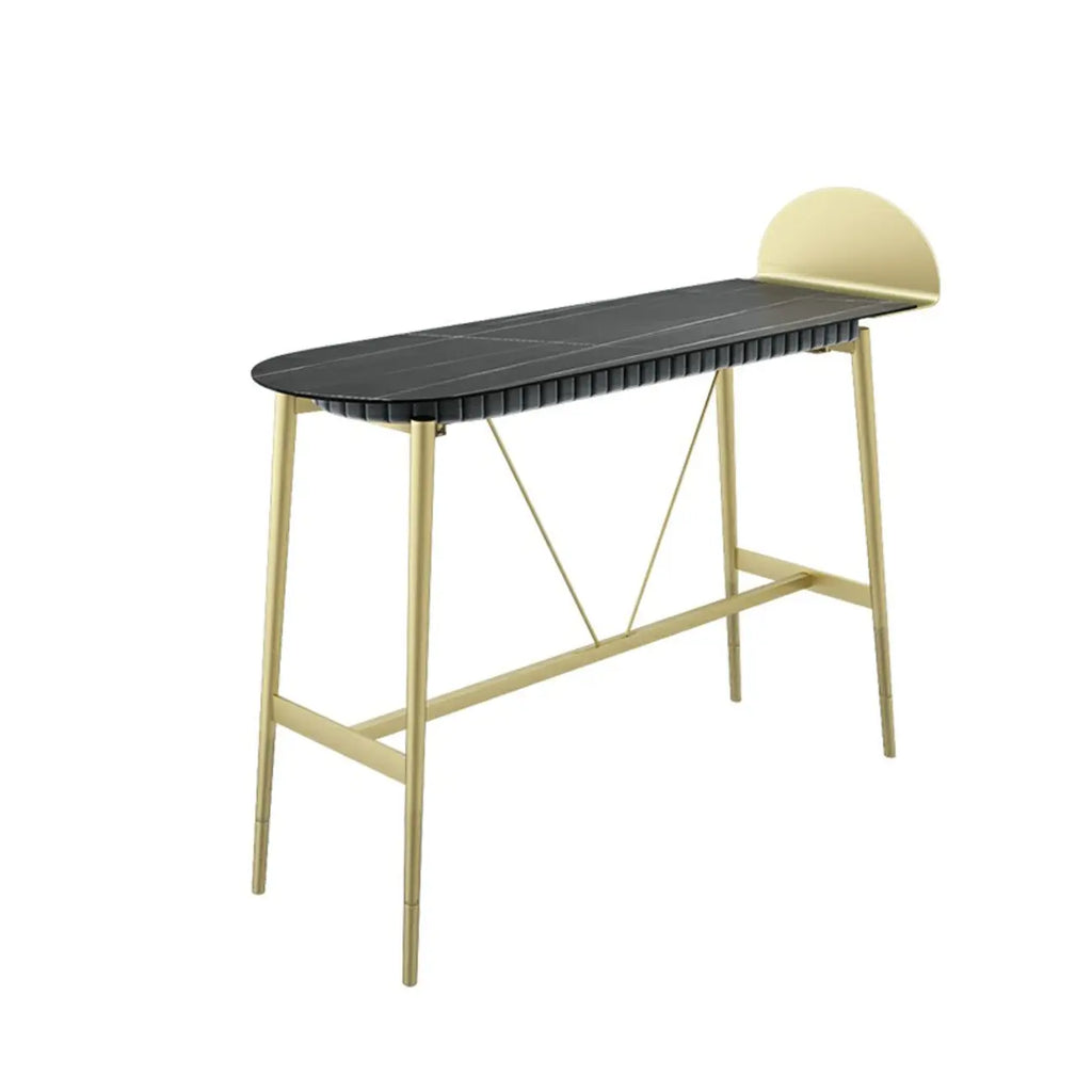 Table de bar design en métal noir avec repose-pieds doré pour intérieur moderne
