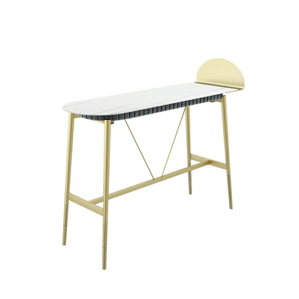 Table de bar design en métal noir avec repose-pieds doré pour intérieur moderne