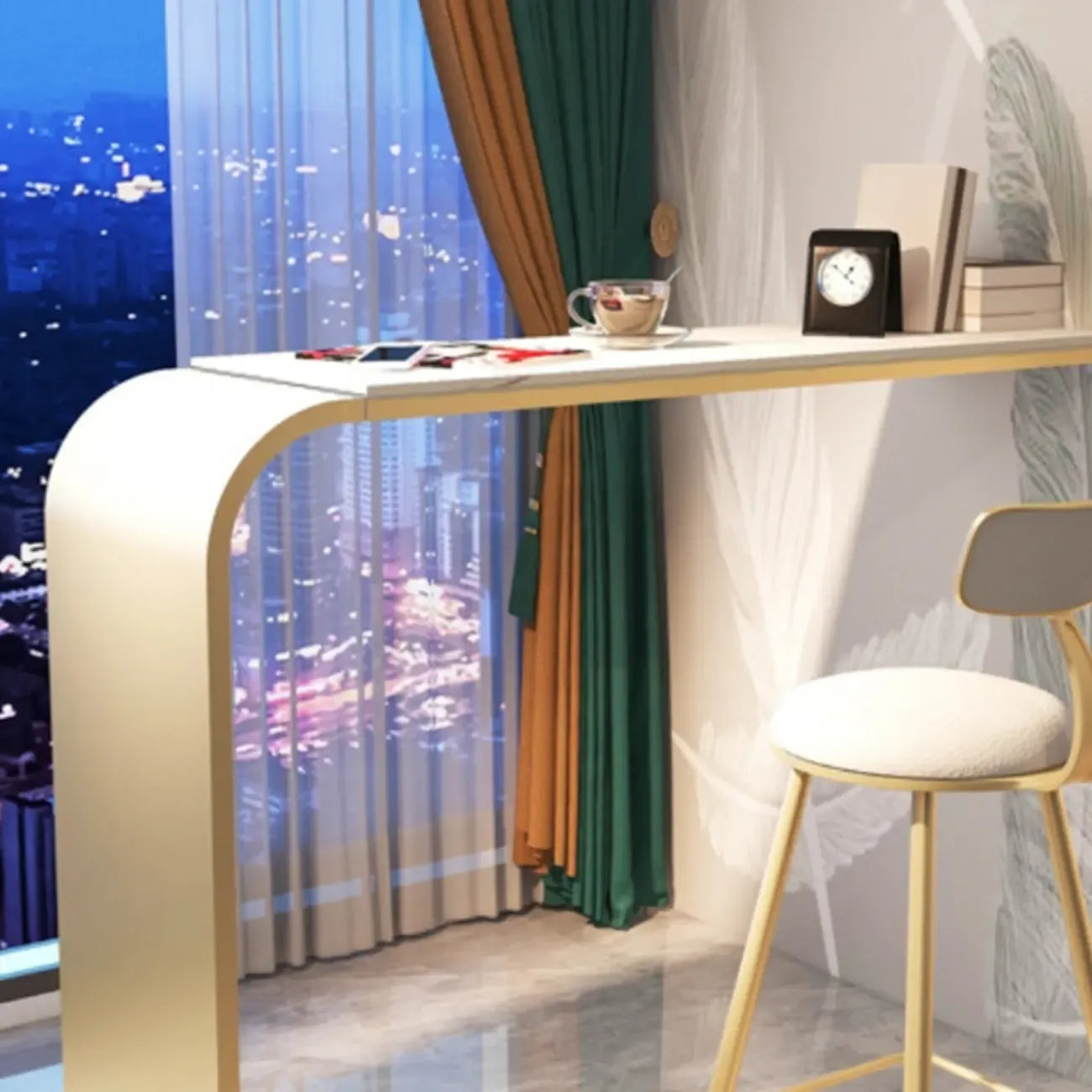 Table de bar minimaliste et élégante en métal blanc pour une maison moderne