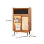vaisselier de cuisine en bois brun avec portes en rotin