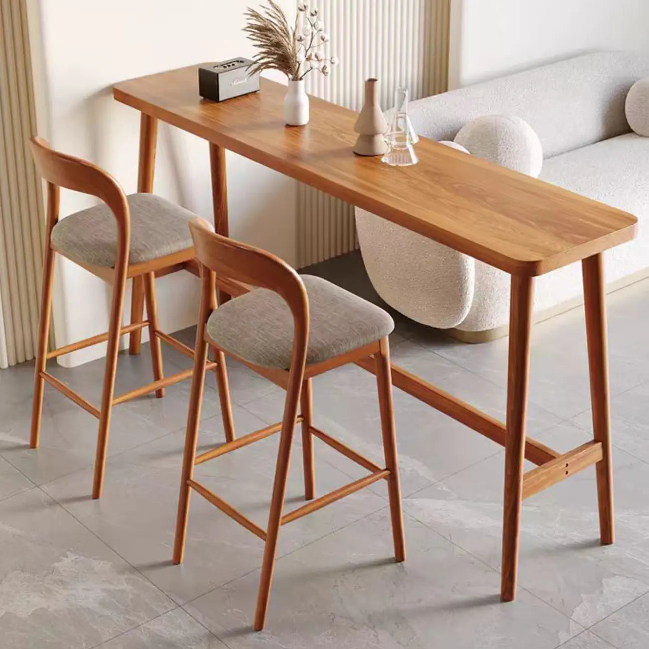 Table de bar rectangulaire en bois couleur expresso avec repose-pieds pour 2 personnes