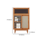 vaisselier de cuisine en bois brun avec portes en rotin