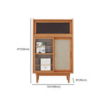 vaisselier de cuisine en bois brun avec portes en rotin