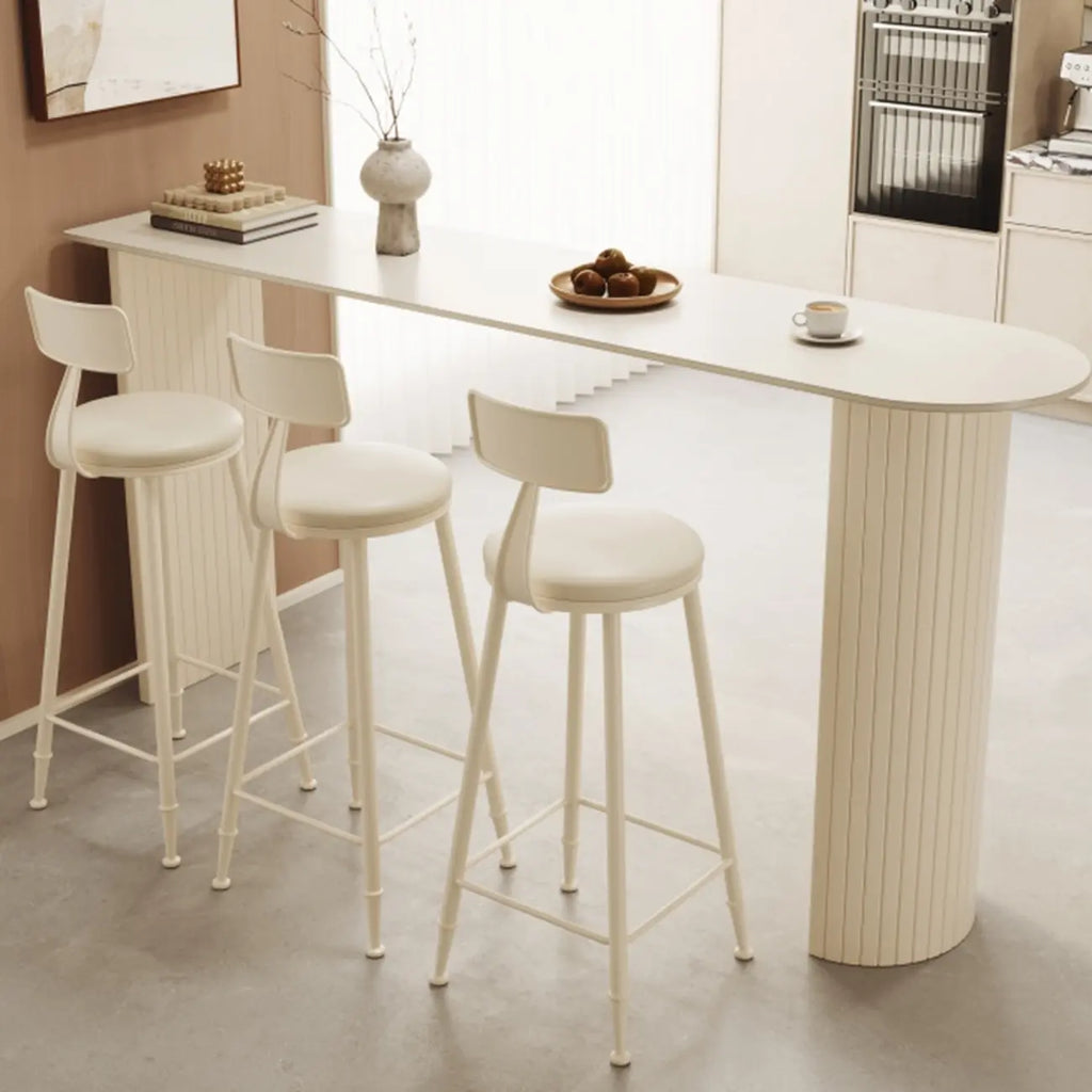 Ensemble de table de bar minimaliste en marbre blanc étroit