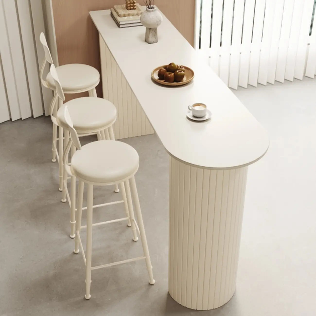 Ensemble de table de bar minimaliste en marbre blanc étroit