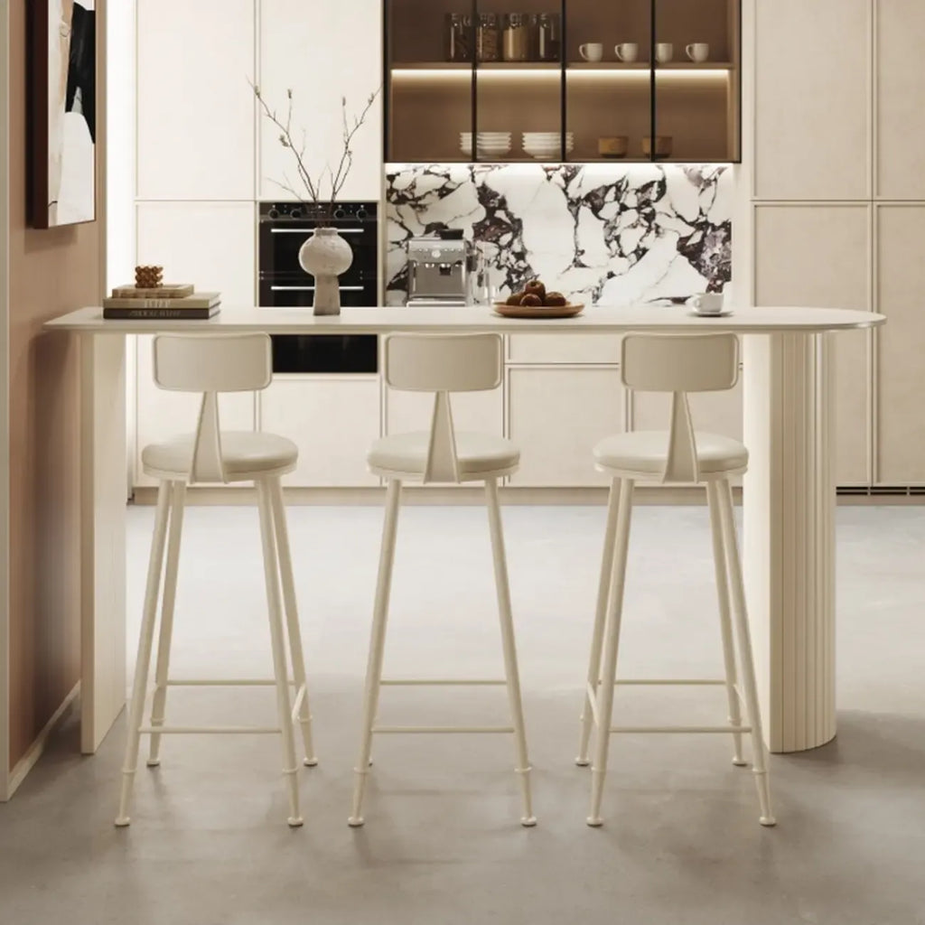 Ensemble de table de bar minimaliste en marbre blanc étroit
