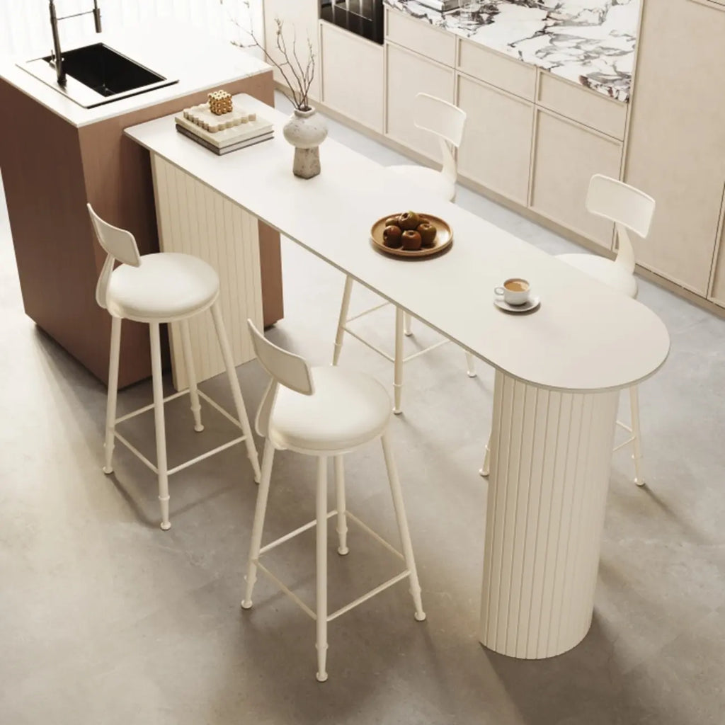 Ensemble de table de bar minimaliste en marbre blanc étroit